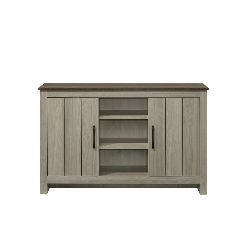 Nena Console Table with 3 Shelves and 2 Cabinet Doors | Gray Wood BM335481