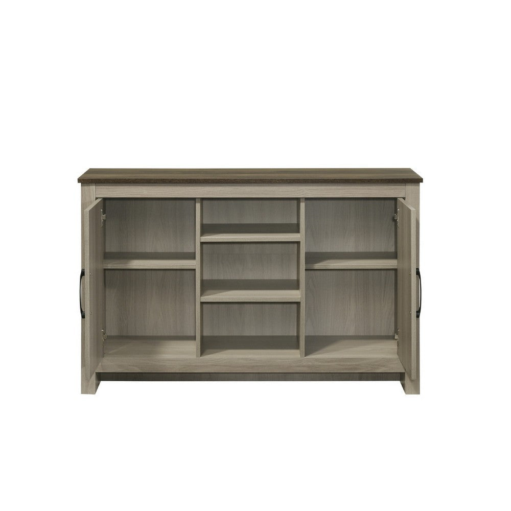 Nena Console Table with 3 Shelves and 2 Cabinet Doors | Gray Wood BM335481