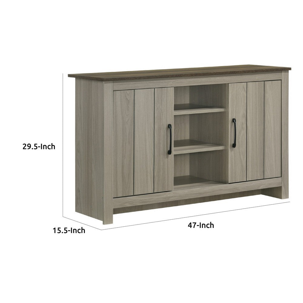 Nena Console Table with 3 Shelves and 2 Cabinet Doors | Gray Wood BM335481