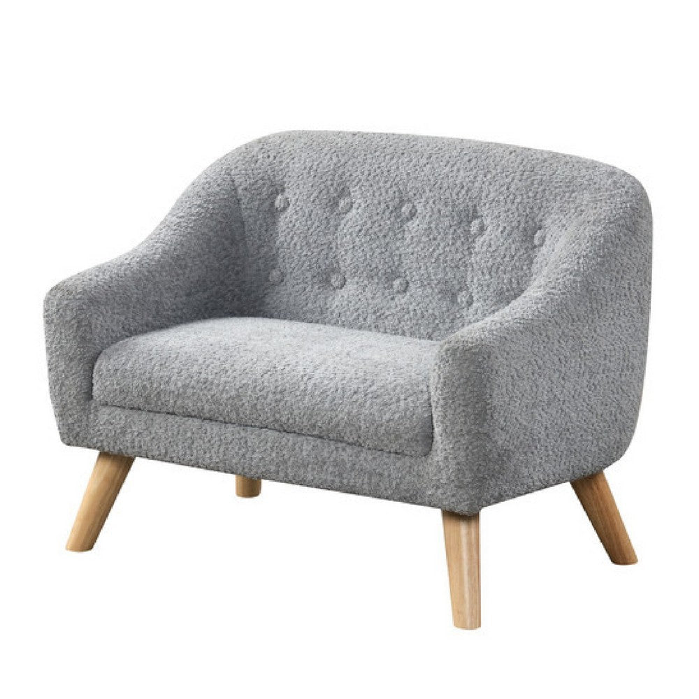 Aelia Kids Size Sofa Chair | Wood Legs | Gray Tufted Chenille 29’’ BM335482
