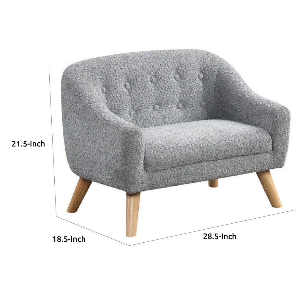 Aelia Kids Size Sofa Chair | Wood Legs | Gray Tufted Chenille 29’’ BM335482