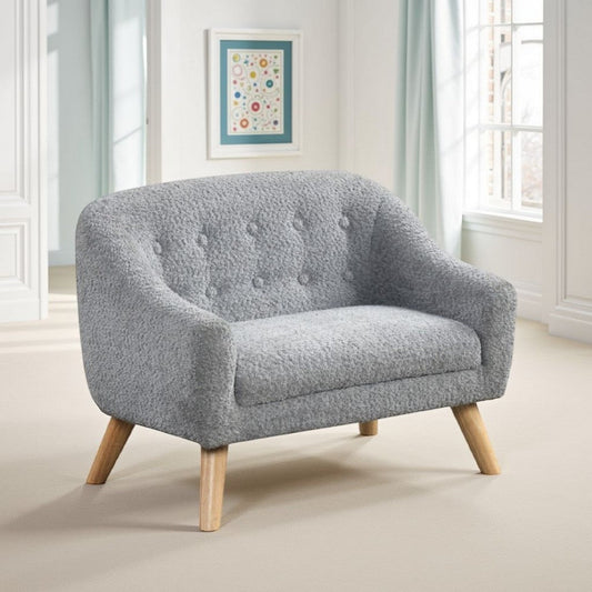 Aelia Kids Size Sofa Chair | Wood Legs | Gray Tufted Chenille 29"