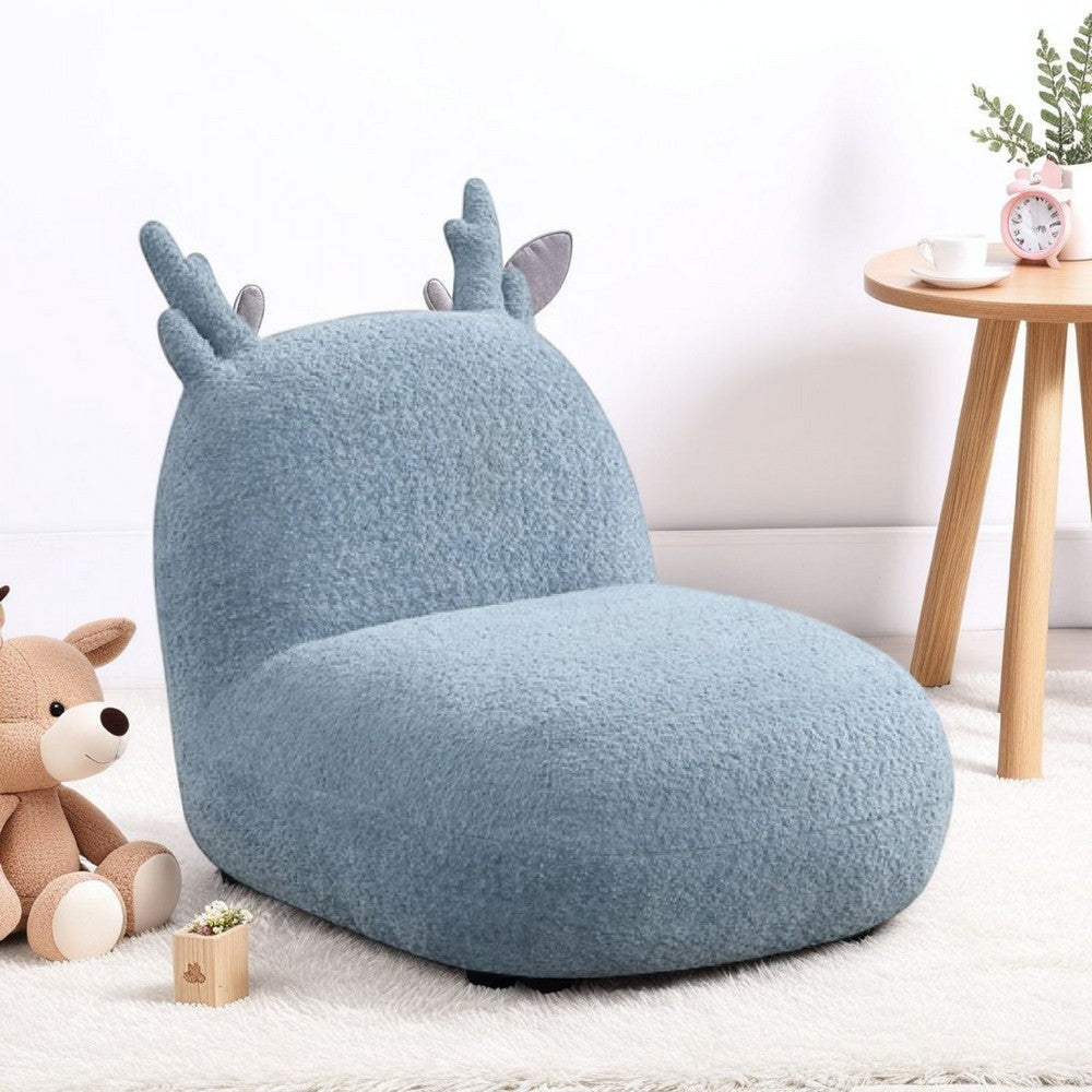 Wesie Deer Shaped Kids Chair | Sculpted Ear n Antlers | Blue Chenille