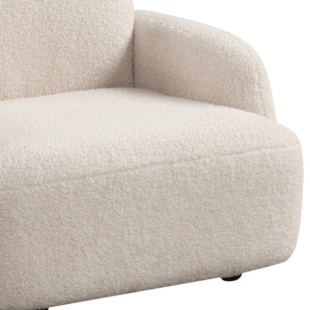 Raye Bear Shaped Kids Armchair with Black Legs | Beige Teddy Velvet BM335485