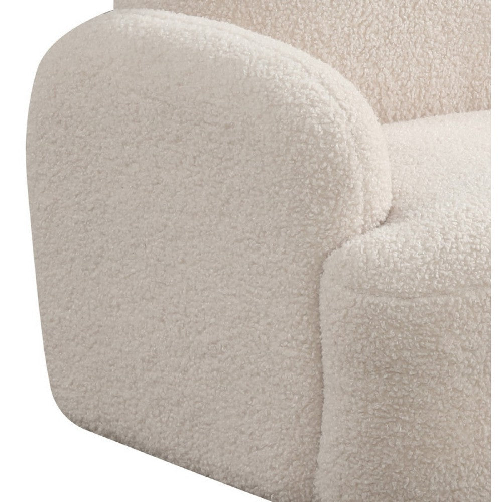 Raye Bear Shaped Kids Armchair with Black Legs | Beige Teddy Velvet BM335485