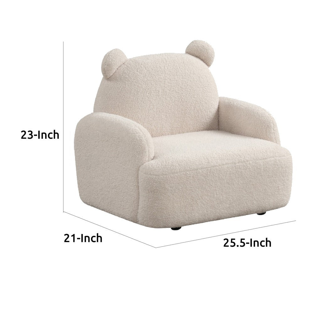 Raye Bear Shaped Kids Armchair with Black Legs | Beige Teddy Velvet BM335485