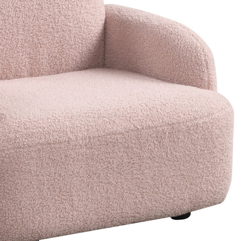 Raye Bear Shaped Kids Armchair with Black Legs | Pink Teddy Velvet BM335486