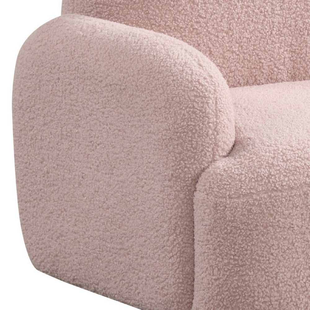 Raye Bear Shaped Kids Armchair with Black Legs | Pink Teddy Velvet BM335486