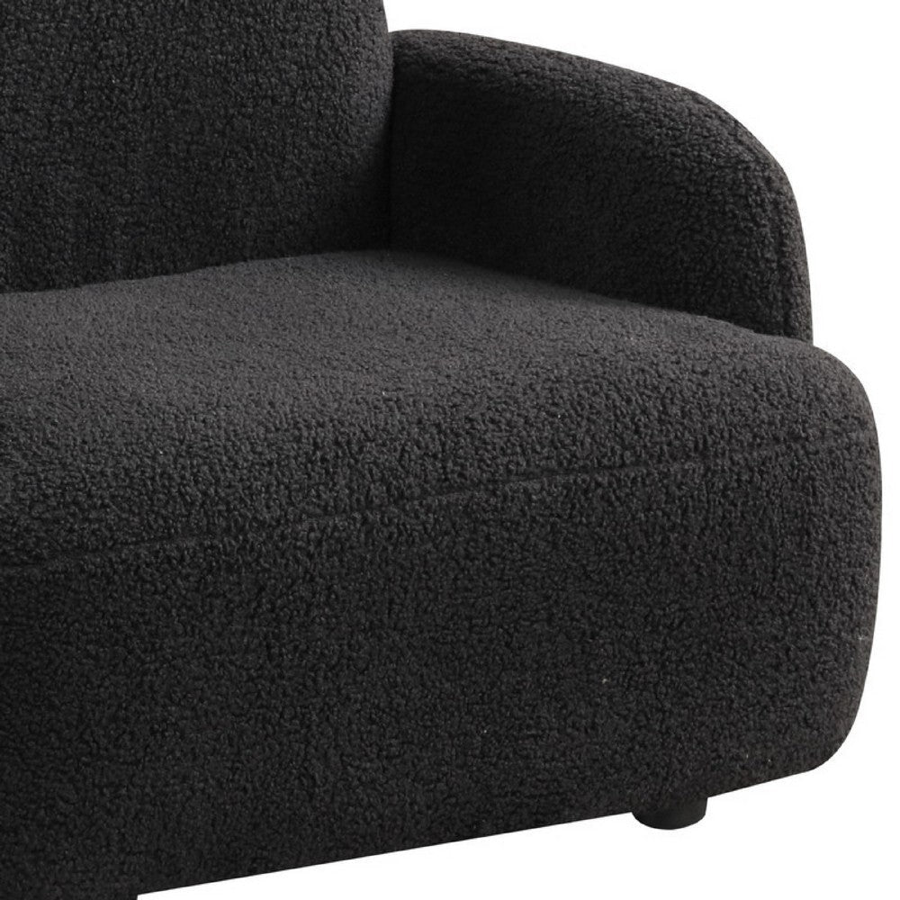 Raye Bear Shaped Kids Armchair with Black Legs | Black Teddy Velvet BM335487