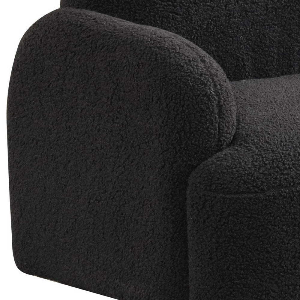 Raye Bear Shaped Kids Armchair with Black Legs | Black Teddy Velvet BM335487