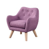 Binie Kids Chair w Wood Angled Legs Pink Purple Button Tufted Linen