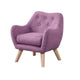 Binie Kids Chair w Wood Angled Legs Pink Purple Button Tufted Linen
