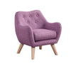 Binie Kids Chair w Wood Angled Legs, Pink Purple Button Tufted Linen