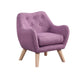 Binie Kids Chair w Wood Angled Legs, Pink Purple Button Tufted Linen