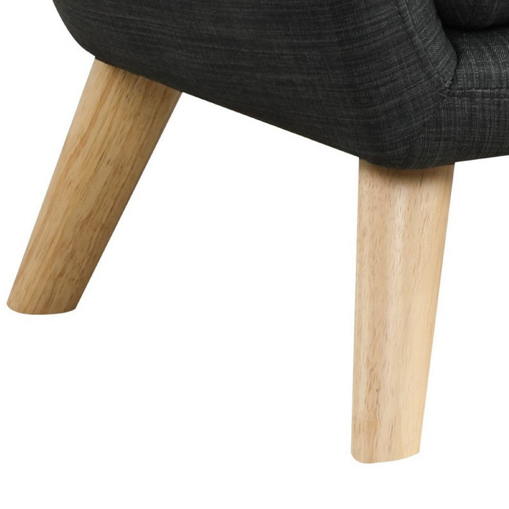 Binie Kids Chair with Wood Angled Legs | Gray Button Tufted Linen