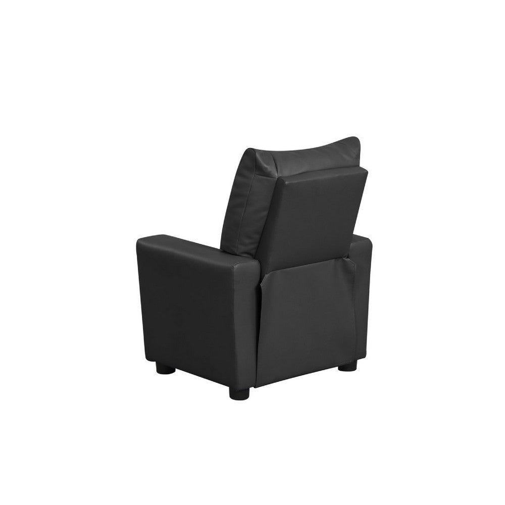 Chang Kids Recliner Chair | Built In Cupholder | Black Faux Leather BM335490