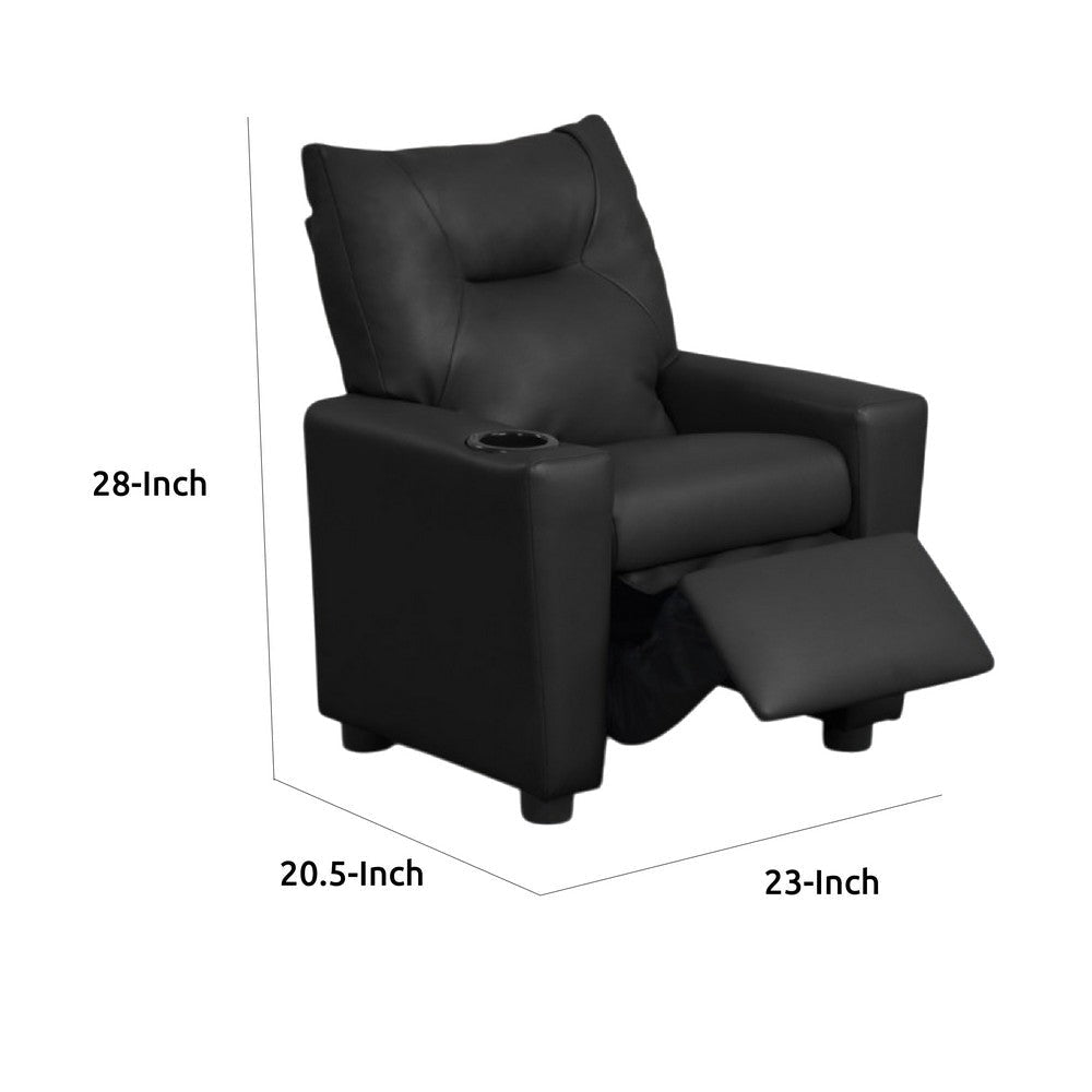 Chang Kids Recliner Chair | Built In Cupholder | Black Faux Leather BM335490