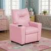 Chang Kids Recliner Chair | Built In Cupholder | Pink Faux Leather