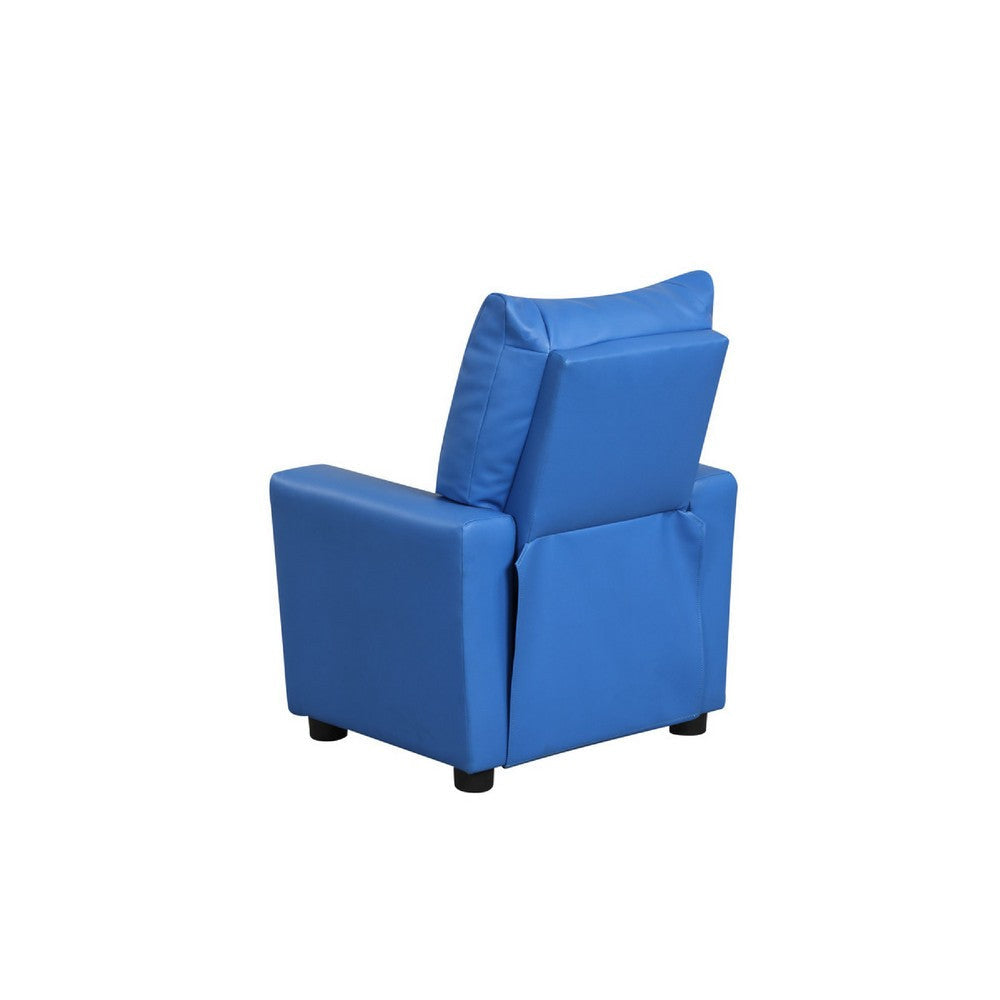 Chang Kids Recliner Chair | Built In Cupholder | Blue Faux Leather BM335492