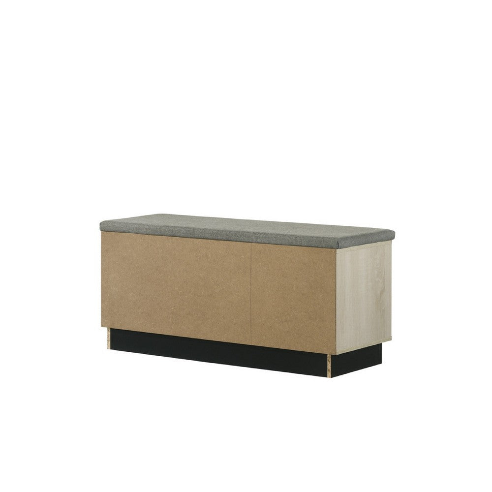 Moxie Shoe Cabinet | Black Sliding Doors | Fabric Top | Oak Wood 39’’ BM335493