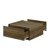 Trav Square Coffee Table | 2 Drawer | Raised Lip Tray Top | Brown 32’’ BM335494