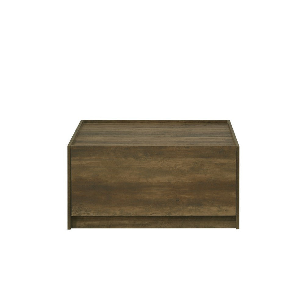 Trav Square Coffee Table | 2 Drawer | Raised Lip Tray Top | Brown 32’’ BM335494