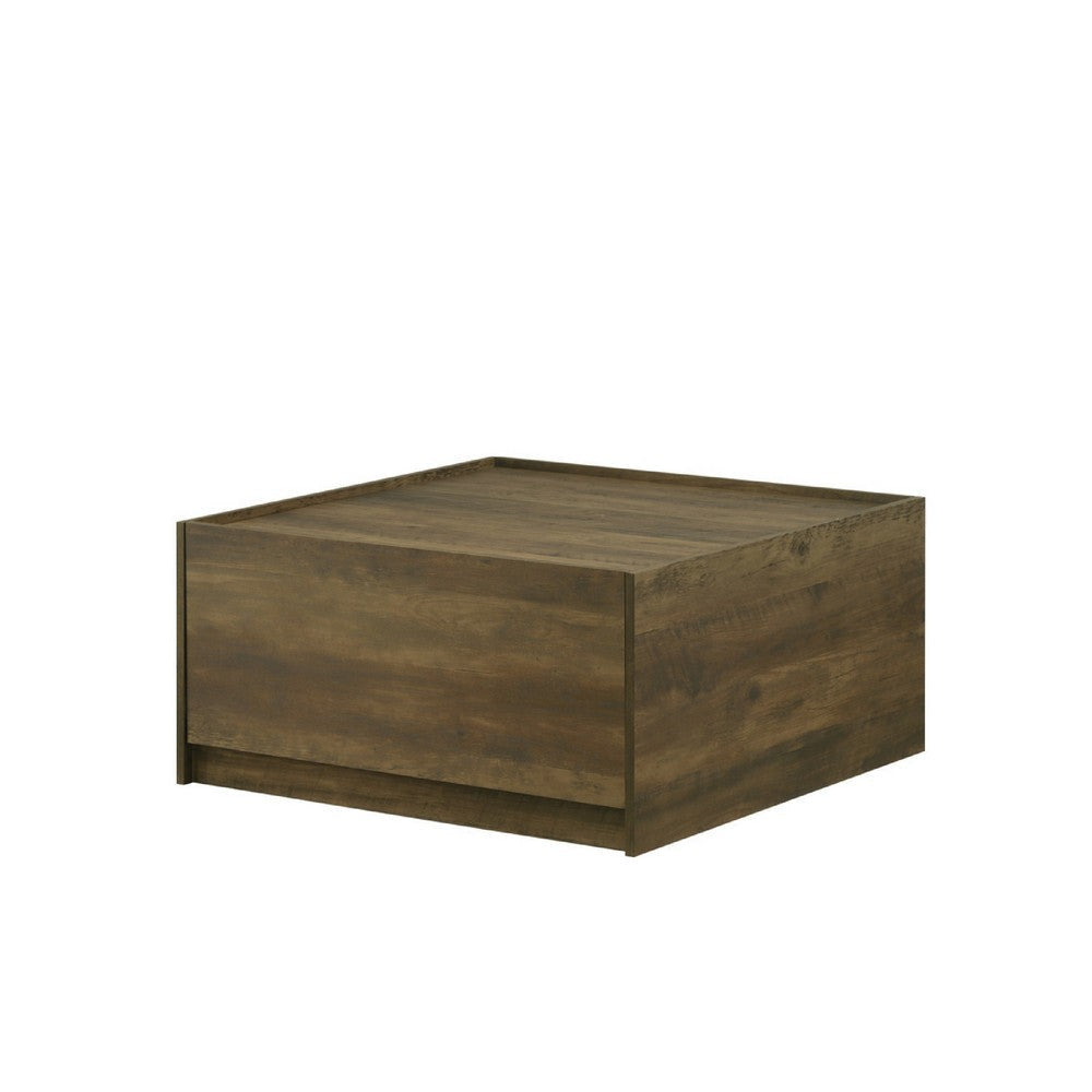 Trav Square Coffee Table | 2 Drawer | Raised Lip Tray Top | Brown 32"