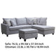 Kyna Sectional Sofa | 4 Pillows | Left Chaise | Storage Ottoman | Gray