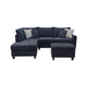 Kyna Sectional Sofa | 4 Pillows | Left Chaise | Storage Ottoman Black
