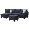 Kyna Sectional Sofa | 4 Pillows | Left Chaise | Storage Ottoman Black