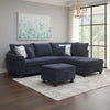 Kyna Sectional Sofa | 4 Pillows | Left Chaise | Storage Ottoman Black
