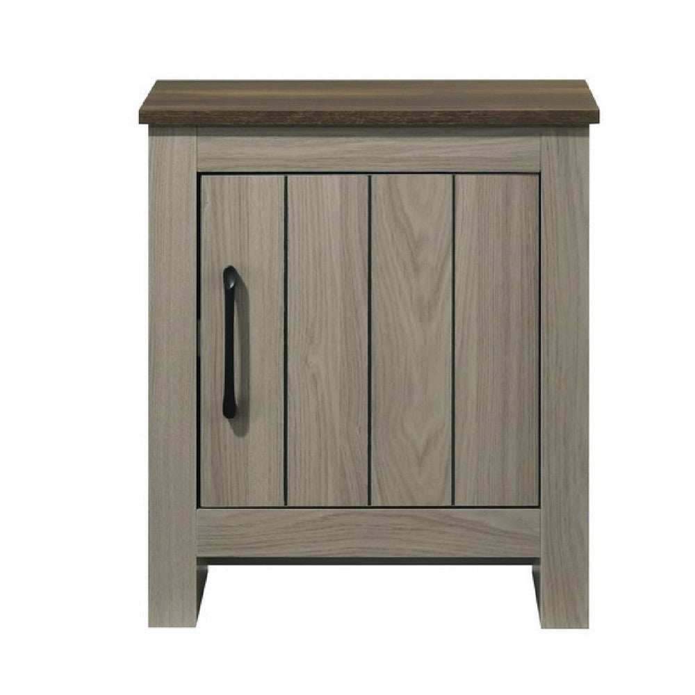Nena End Table with Cabinet Door | Brown Wood Top | Oak Gray 22’’ BM335497
