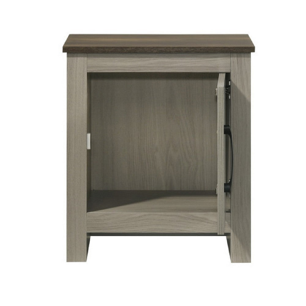 Nena End Table with Cabinet Door | Brown Wood Top | Oak Gray 22’’ BM335497