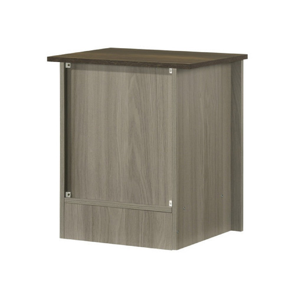 Nena End Table with Cabinet Door | Brown Wood Top | Oak Gray 22’’ BM335497
