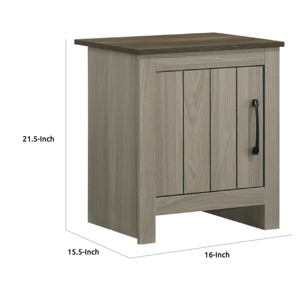 Nena End Table with Cabinet Door | Brown Wood Top | Oak Gray 22’’ BM335497