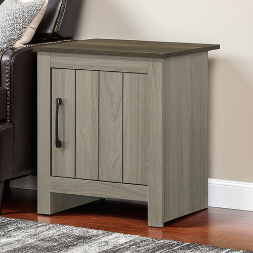 Nena End Table with Cabinet Door | Brown Wood Top | Oak Gray 22"