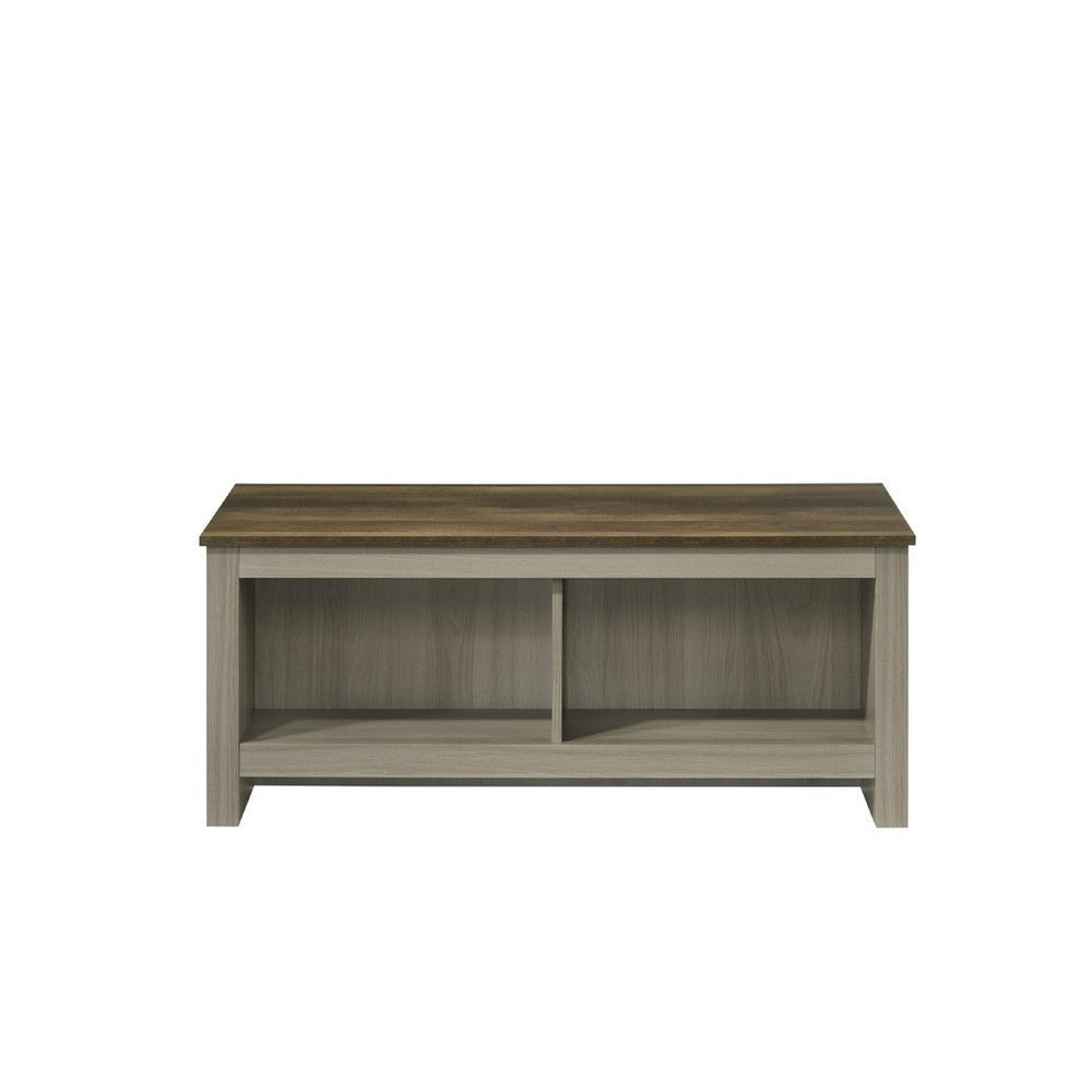 Nena Coffee Table with Open Shelves | Brown Wood Top | Oak Gray 43’’ BM335498