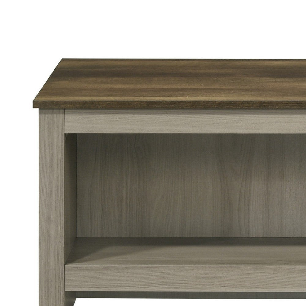 Nena Coffee Table with Open Shelves | Brown Wood Top | Oak Gray 43’’ BM335498