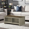 Nena Coffee Table with Open Shelves | Brown Wood Top | Oak Gray 43"
