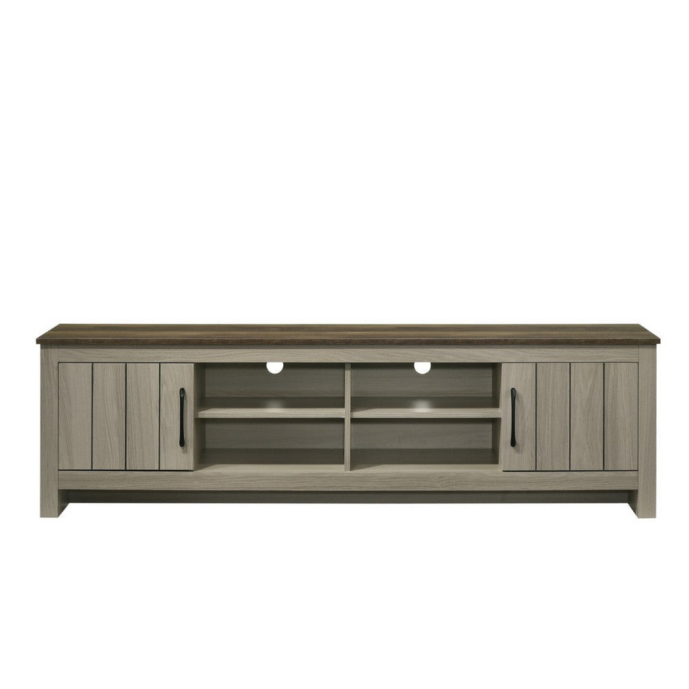 Nena TV Stand Cabinet | 2 Cabinet Doors | Brown Wood Top | Oak Gray BM335499