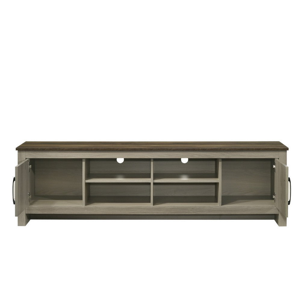 Nena TV Stand Cabinet | 2 Cabinet Doors | Brown Wood Top | Oak Gray BM335499