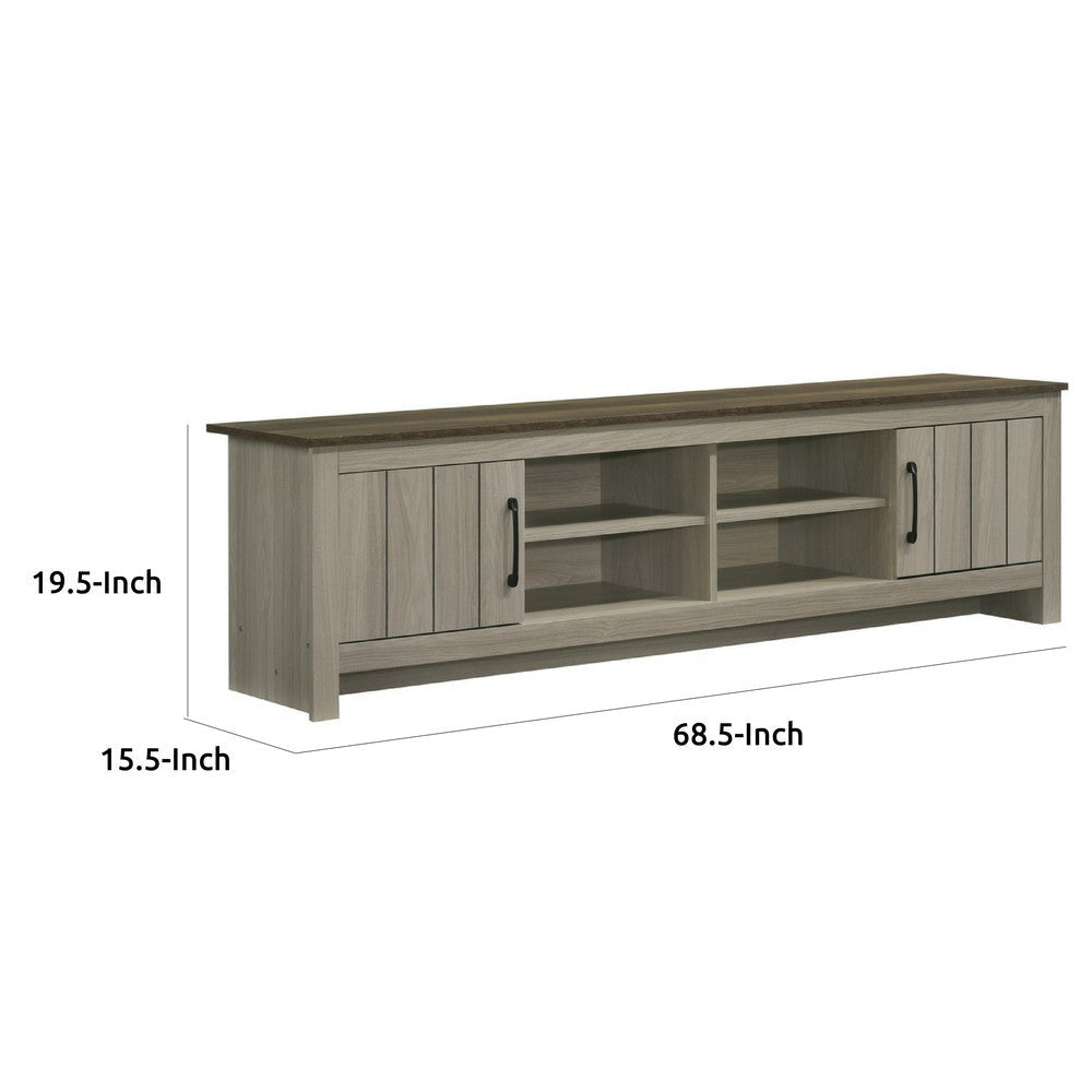 Nena TV Stand Cabinet | 2 Cabinet Doors | Brown Wood Top | Oak Gray BM335499