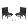 Kive Dining Chair Set of 2 | Iron Legs | Black Channel Tufted Boucle