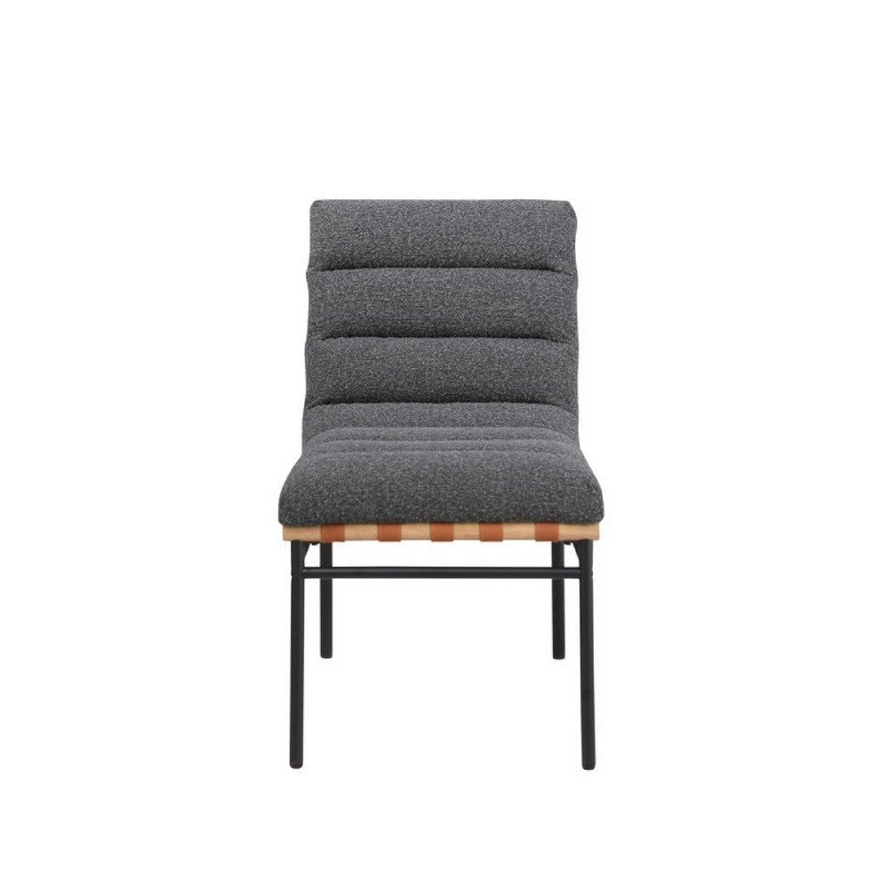 Kive Dining Chair Set of 2 | Black Legs | Gray Channel Tuft Boucle