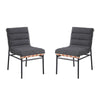 Kive Dining Chair Set of 2 | Black Legs | Gray Channel Tuft Boucle