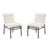 Kive Dining Chair Set of 2 | Black Legs | White Channel Tuft Boucle