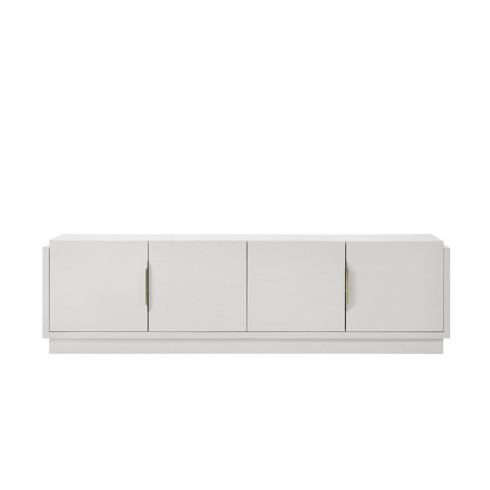 Penny TV Stand Media Cabinet | Adjustable Shelves | 4 Doors White Wood BM335503