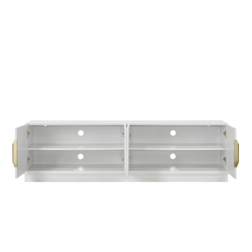 Penny TV Stand Media Cabinet | Adjustable Shelves | 4 Doors White Wood BM335503