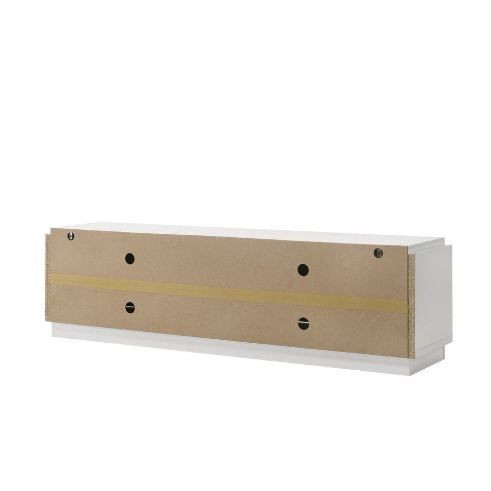 Penny TV Stand Media Cabinet | Adjustable Shelves | 4 Doors White Wood BM335503