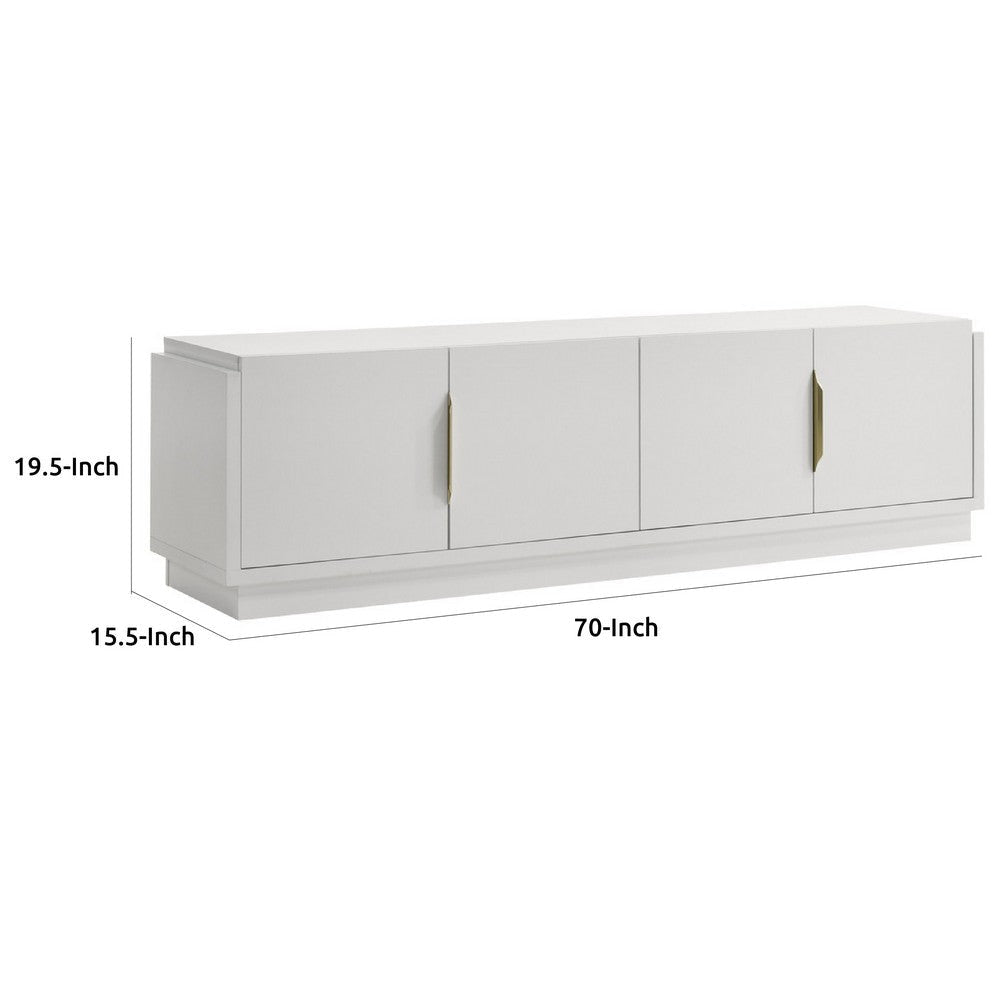 Penny TV Stand Media Cabinet | Adjustable Shelves | 4 Doors White Wood BM335503
